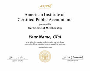 Fake AICPA certificate